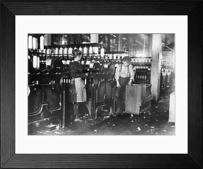 Framed Print : Children in Textile Mill