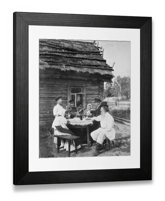 Framed Print : Russian Peasants at Table Outside Framed Print : Russian Peasants at Table Outside