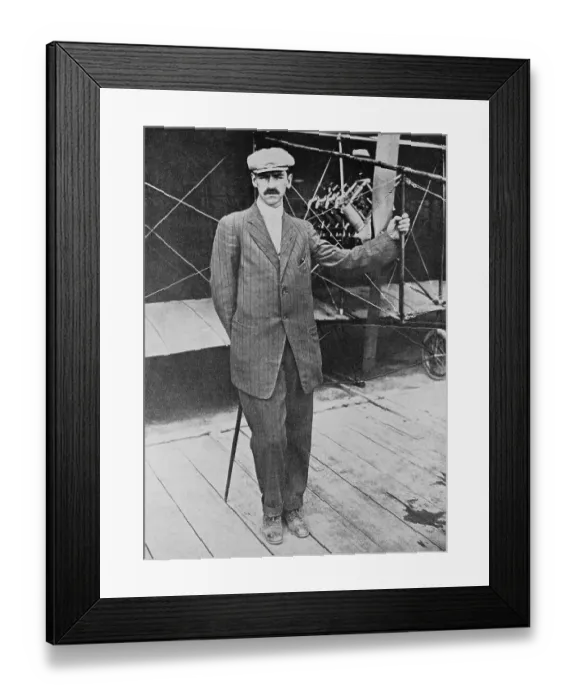Framed Print : Glenn H. Curtiss Leaning on Airplane Framed Print : Glenn H. Curtiss Leaning on Airplane