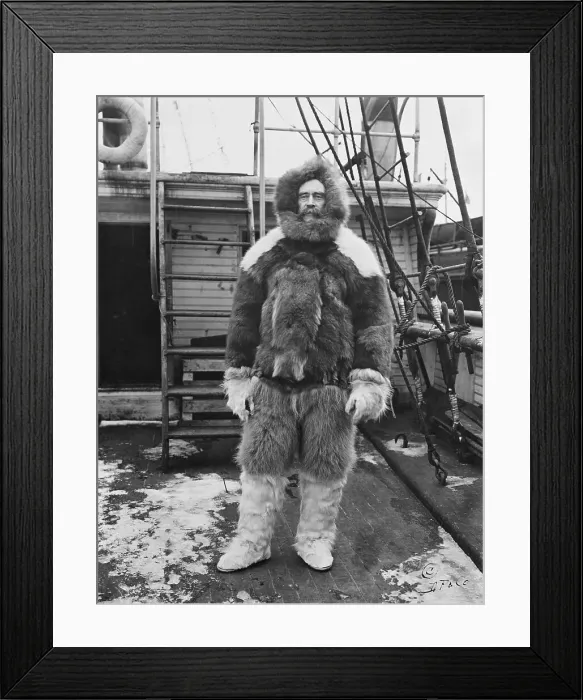 Framed Print : Admiral Peary In Furs On Deck Of Ship Framed Print : Admiral Peary In Furs On Deck Of Ship