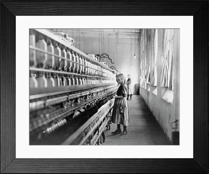 Framed Print : Girl Working at a Cotton Mill Framed Print : Girl Working at a Cotton Mill