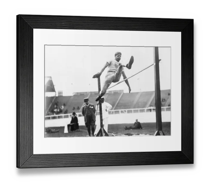 Framed Print : Standing High Jumper Ray Ewry Leaping over the High Jump Framed Print : Standing High Jumper Ray Ewry Leaping over the High Jump