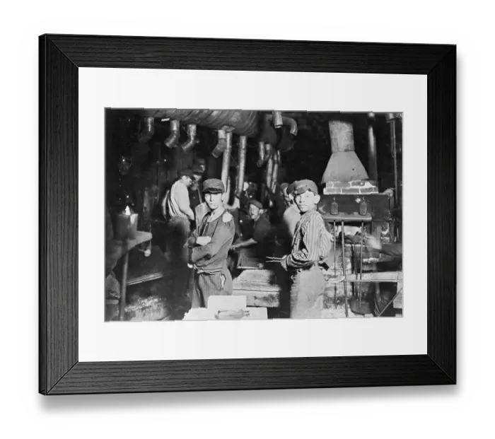Framed Print : Boys Working at Glass Factory Framed Print : Boys Working at Glass Factory