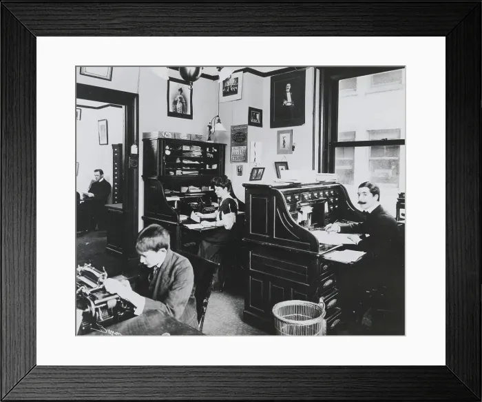 Framed Print : Typical Scene of People Working in Office Framed Print : Typical Scene of People Working in Office