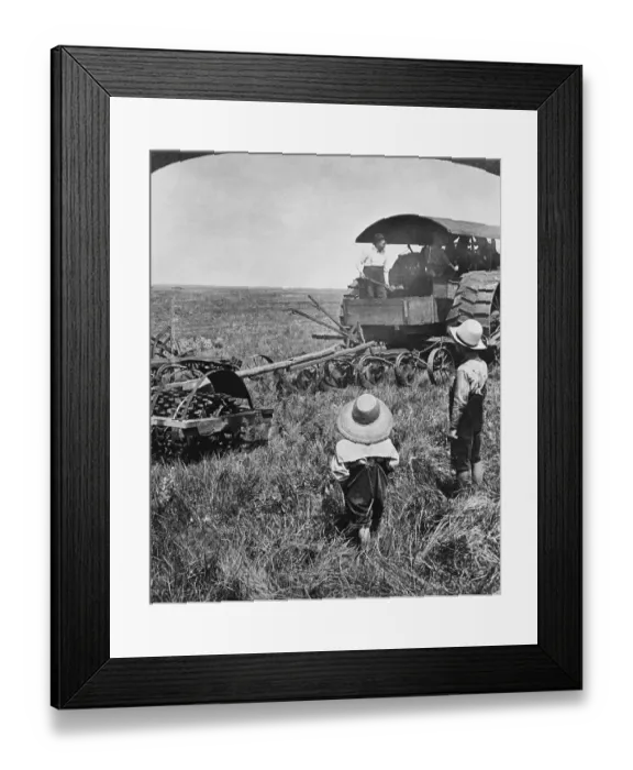 Framed Print : Steam Plow and Roller in Fields on Large Farm Framed Print : Steam Plow and Roller in Fields on Large Farm