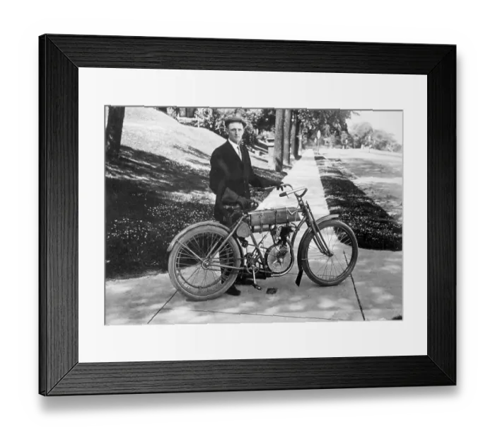 Framed Print : Walter Davidson Poses With His Bike Framed Print : Walter Davidson Poses With His Bike