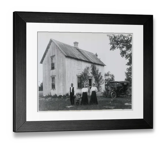 Framed Print : Minnesota Farmer Posing with Family Framed Print : Minnesota Farmer Posing with Family