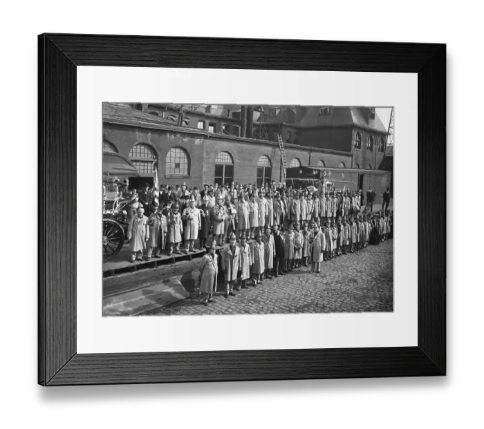 Framed Print : Firemen Are Shown Lined Up Outside Stati Framed Print : Firemen Are Shown Lined Up Outside Stati