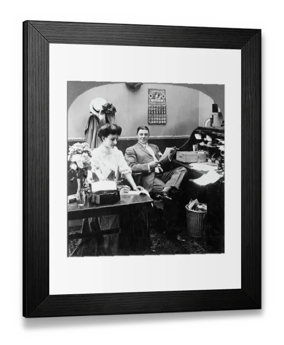 Framed Print : Employer Dictating to Secretary Framed Print : Employer Dictating to Secretary