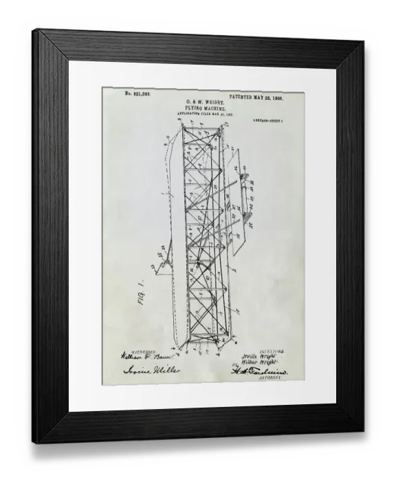 Framed Print : Plans for Wright Brothers Flying Machine Framed Print : Plans for Wright Brothers Flying Machine