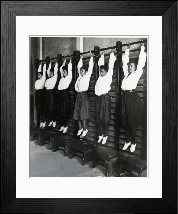 Framed Print : African American Girls Hanging from Gym Bars Framed Print : African American Girls Hanging from Gym Bars