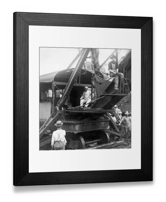 Framed Print : Theodore Roosevelt Operating Steam Shovel Framed Print : Theodore Roosevelt Operating Steam Shovel