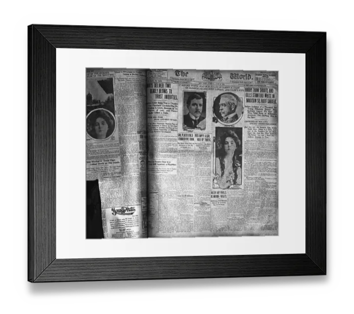 Framed Print : Newspaper Headline of Stanford White Killing Framed Print : Newspaper Headline of Stanford White Killing