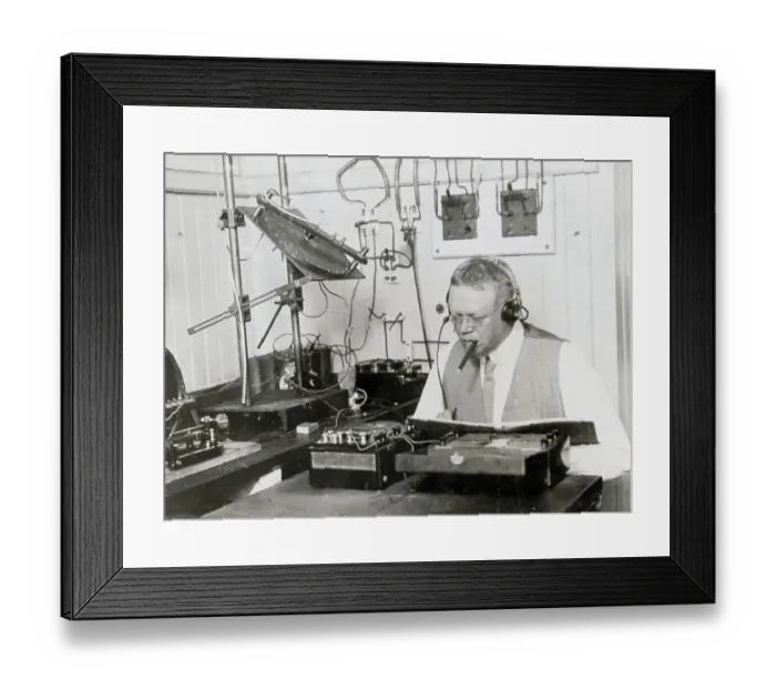 Framed Print : Radio Developer Reginald Fessenden Testing His Invention
