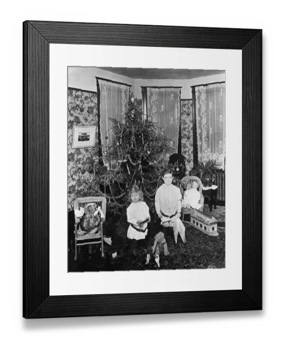Framed Print : Children Beside the Christmas Tree