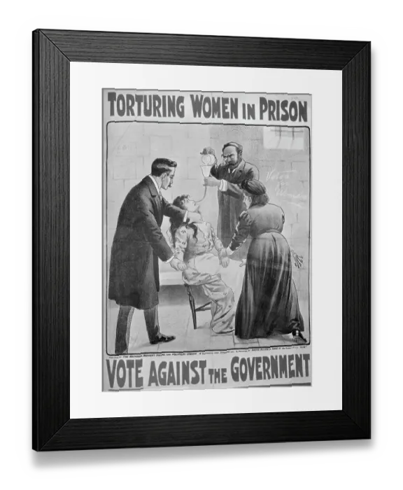 Framed Print : Poster of Prison Workers Force Feeding a Suffragette Inmate Framed Print : Poster of Prison Workers Force Feeding a Suffragette Inmate