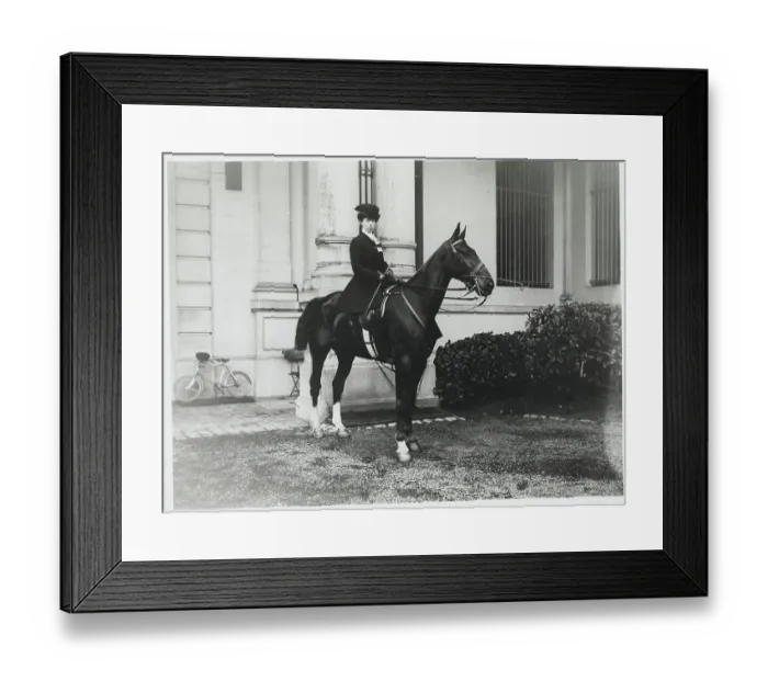 Framed Print : Belgian Queen Elizabeth Riding a Horse Framed Print : Belgian Queen Elizabeth Riding a Horse