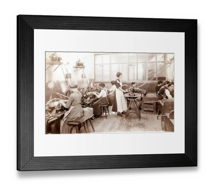 Framed Print : Women Working In Factory At Machines Framed Print : Women Working In Factory At Machines
