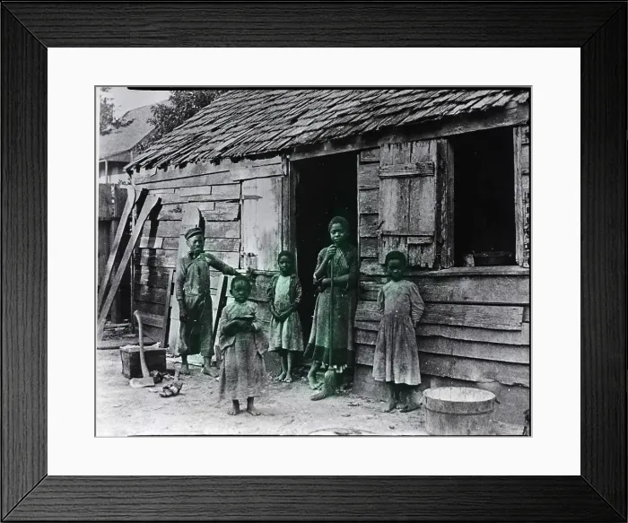 Framed Print : Black Family Standing In Front Of Home