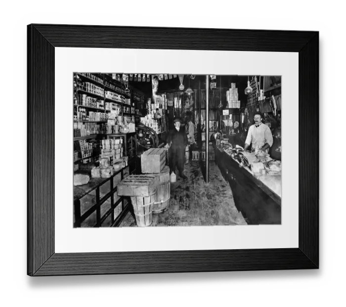 Framed Print : Interior View of Grocery Store