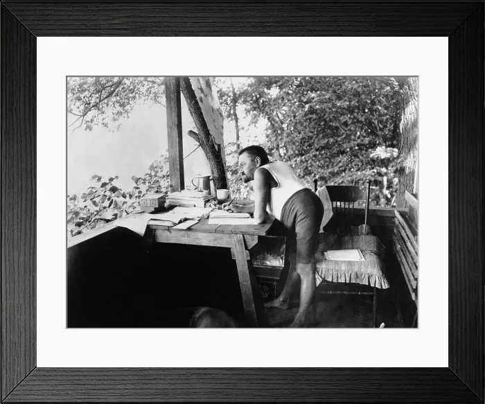 Framed Print : Charles Steinmetz Writing On Porch Framed Print : Charles Steinmetz Writing On Porch