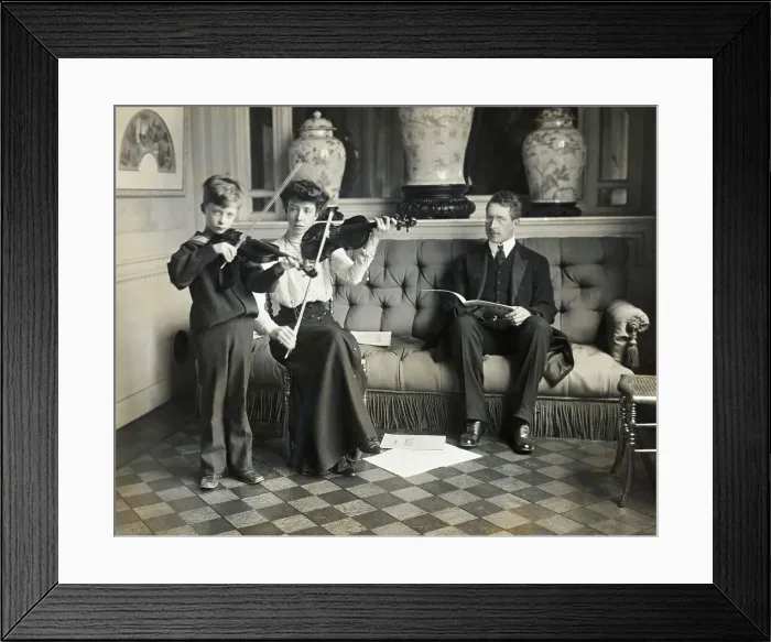 Framed Print : King Albert, Queen Elisabeth and son Leopold Attending Violin Lesson Framed Print : King Albert, Queen Elisabeth and son Leopold Attending Violin Lesson