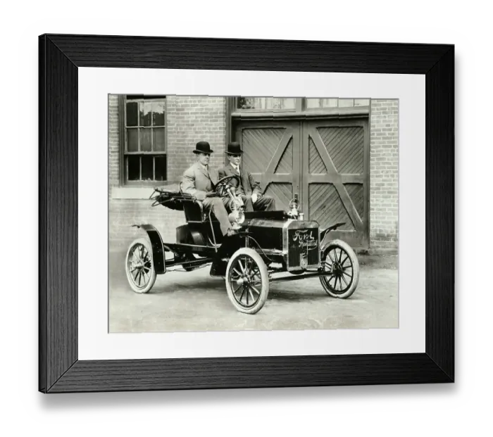 Framed Print : Henry Ford and Friend in Model N Runabout Framed Print : Henry Ford and Friend in Model N Runabout