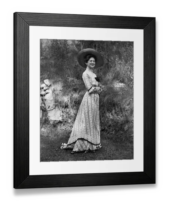 Framed Print : Young Lady Wearing Brimmed Straw Hat Framed Print : Young Lady Wearing Brimmed Straw Hat