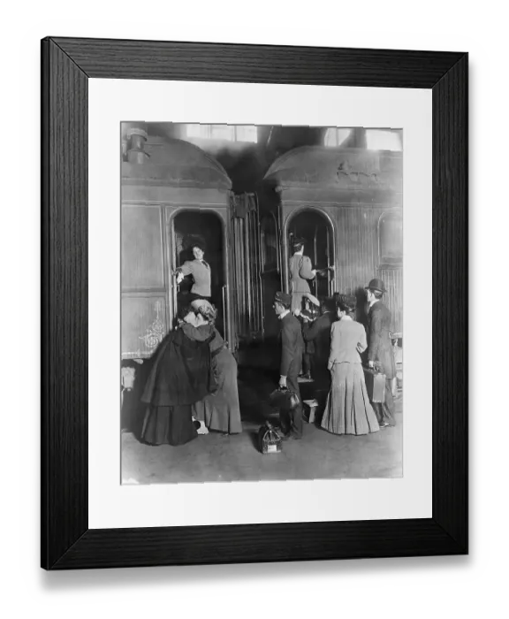 Framed Print : Farewell Embraces, Boarding Train Cars Framed Print : Farewell Embraces, Boarding Train Cars