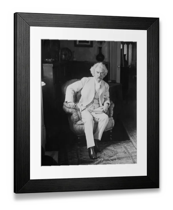 Framed Print : Mark Twain Sitting in Armchair Framed Print : Mark Twain Sitting in Armchair