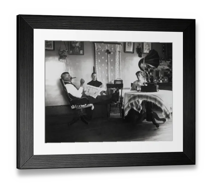 Framed Print : 1905 Family Listening To Phonograph Framed Print : 1905 Family Listening To Phonograph