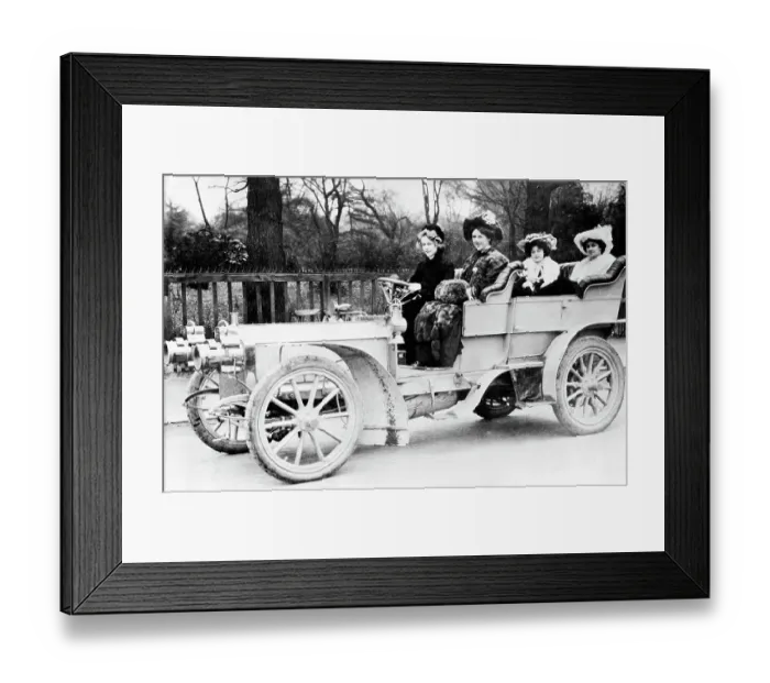 Framed Print : Floradora Girls Riding in a Car Framed Print : Floradora Girls Riding in a Car