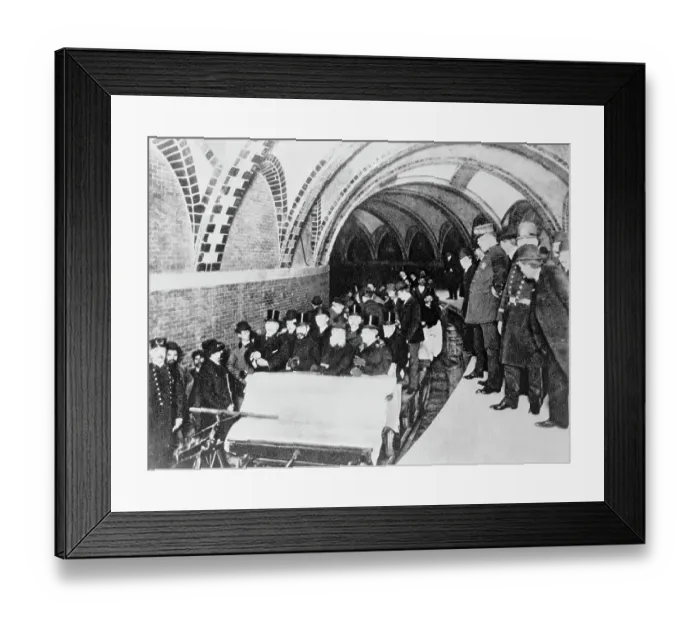 Framed Print : First Passengers Riding in Subway Framed Print : First Passengers Riding in Subway