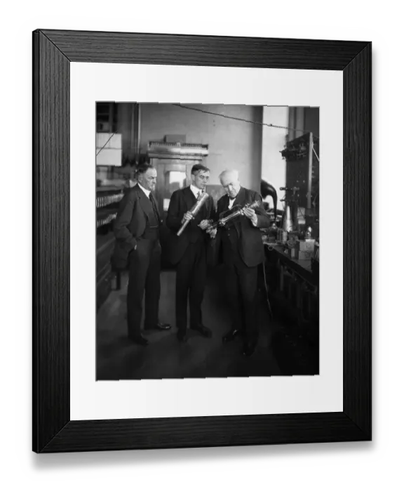 Framed Print : Thomas Edison and Irving Langmuir with Vacuum Tubes Framed Print : Thomas Edison and Irving Langmuir with Vacuum Tubes