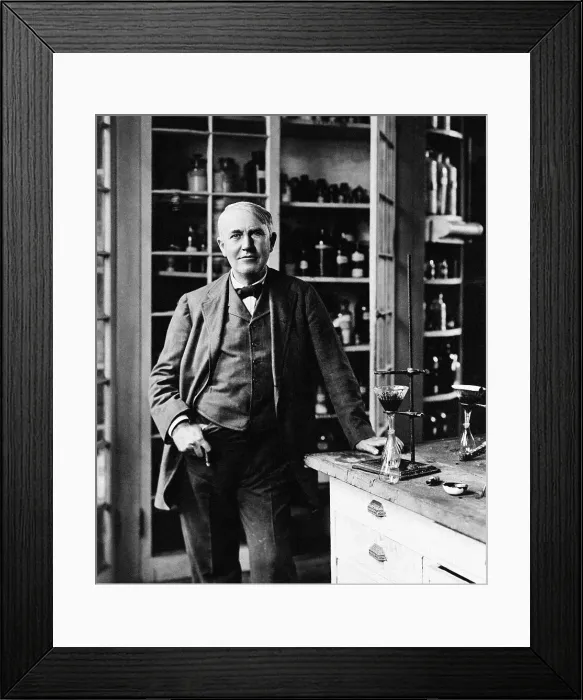 Framed Print : Thomas Edison Standing in Laboratory Framed Print : Thomas Edison Standing in Laboratory