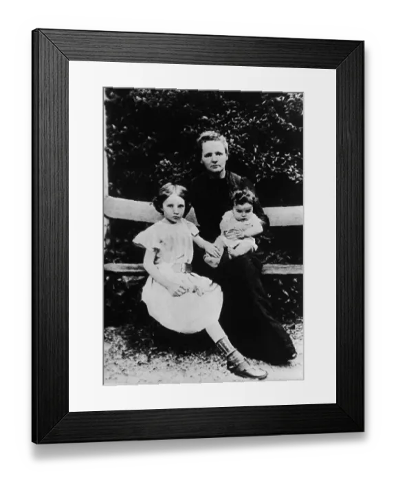 Framed Print : Marie Curie with Daughters Framed Print : Marie Curie with Daughters