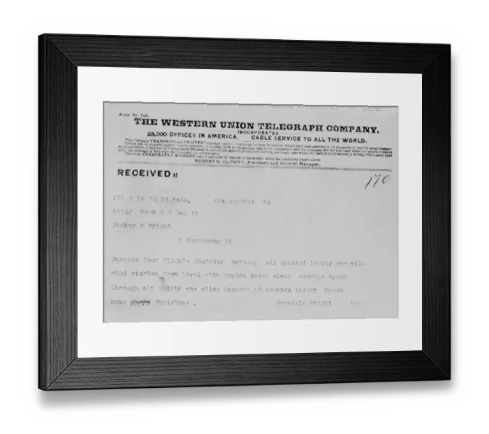Framed Print : Memo from Orville Wright to Father