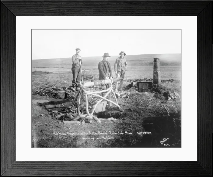 Framed Print : Men Standing Beside Hot Water Thawer Framed Print : Men Standing Beside Hot Water Thawer