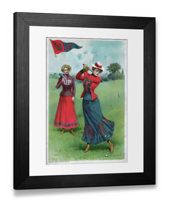 Framed Print : Lithograph of Two Women Golfing Framed Print : Lithograph of Two Women Golfing