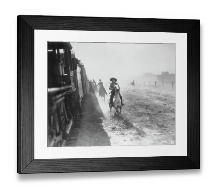 Framed Print : Horsemen Chasing Train Framed Print : Horsemen Chasing Train