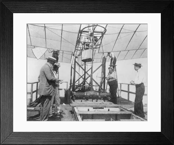 Framed Print : Engineers with Catapult Mounted Aircraft Framed Print : Engineers with Catapult Mounted Aircraft
