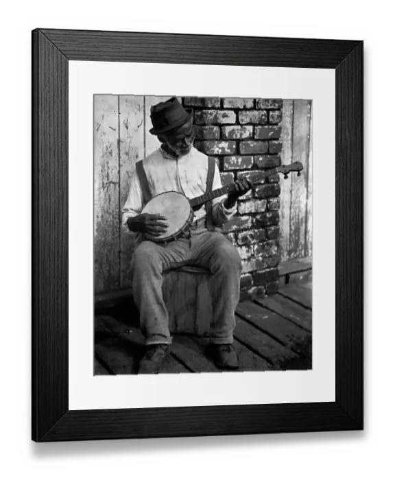 Framed Print : African American Banjo Strummer Framed Print : African American Banjo Strummer