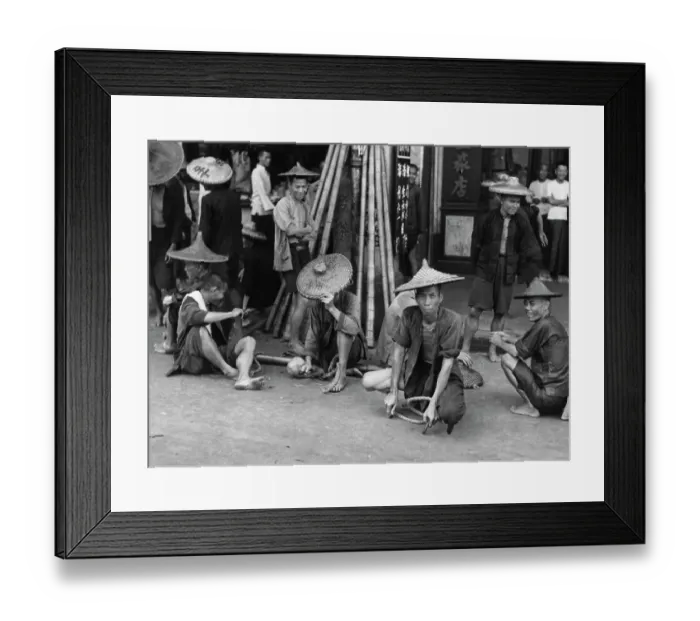 Framed Print : Chinese Men Seated On Ground Framed Print : Chinese Men Seated On Ground
