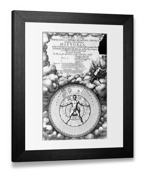 Framed Print : Man the Microcosmus surrounded by spheres of the Macrocosm. From Fludd: Utriusque Cosmi Historia Opp Framed Print : Man the Microcosmus surrounded by spheres of the Macrocosm. From Fludd: Utriusque Cosmi Historia Opp