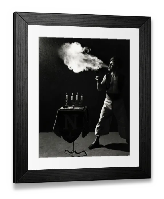 Framed Print : Fire Eater Breathing Flames Framed Print : Fire Eater Breathing Flames