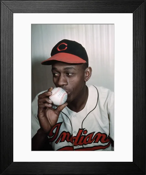 Framed Print : Satchel Paige Kissing Baseball Framed Print : Satchel Paige Kissing Baseball