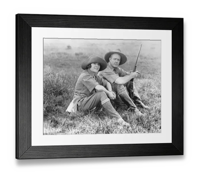 Framed Print : Martin and Osa Johnson Wearing Hunting Outfits Framed Print : Martin and Osa Johnson Wearing Hunting Outfits