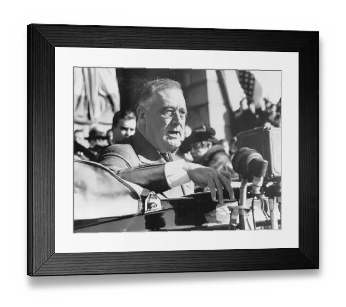Framed Print : President Roosevelt Campaigning from Car Framed Print : President Roosevelt Campaigning from Car