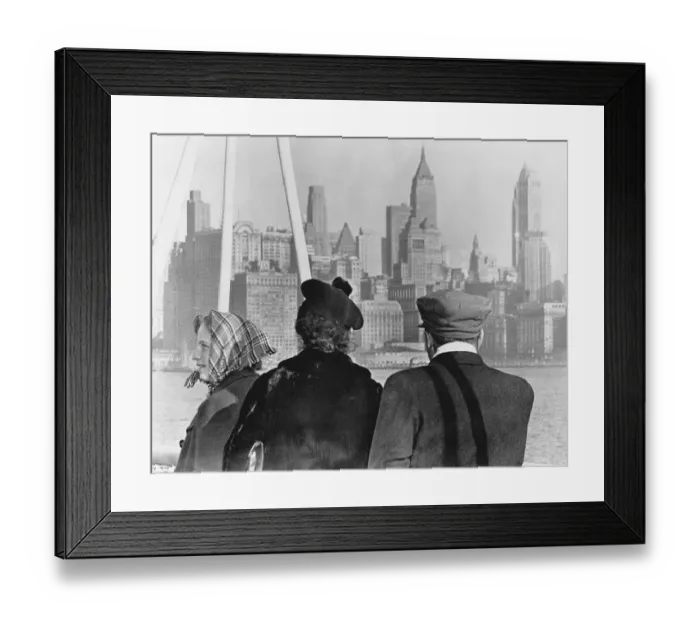 Framed Print : Immigrants Looking at New York Skyline Framed Print : Immigrants Looking at New York Skyline