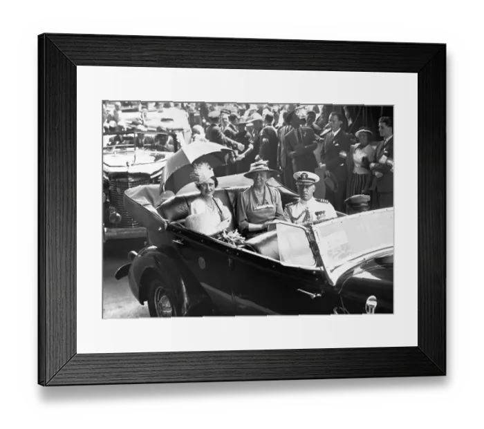 Framed Print : Queen Elizabeth and Mrs. Roosevelt Riding in a Convertible Framed Print : Queen Elizabeth and Mrs. Roosevelt Riding in a Convertible